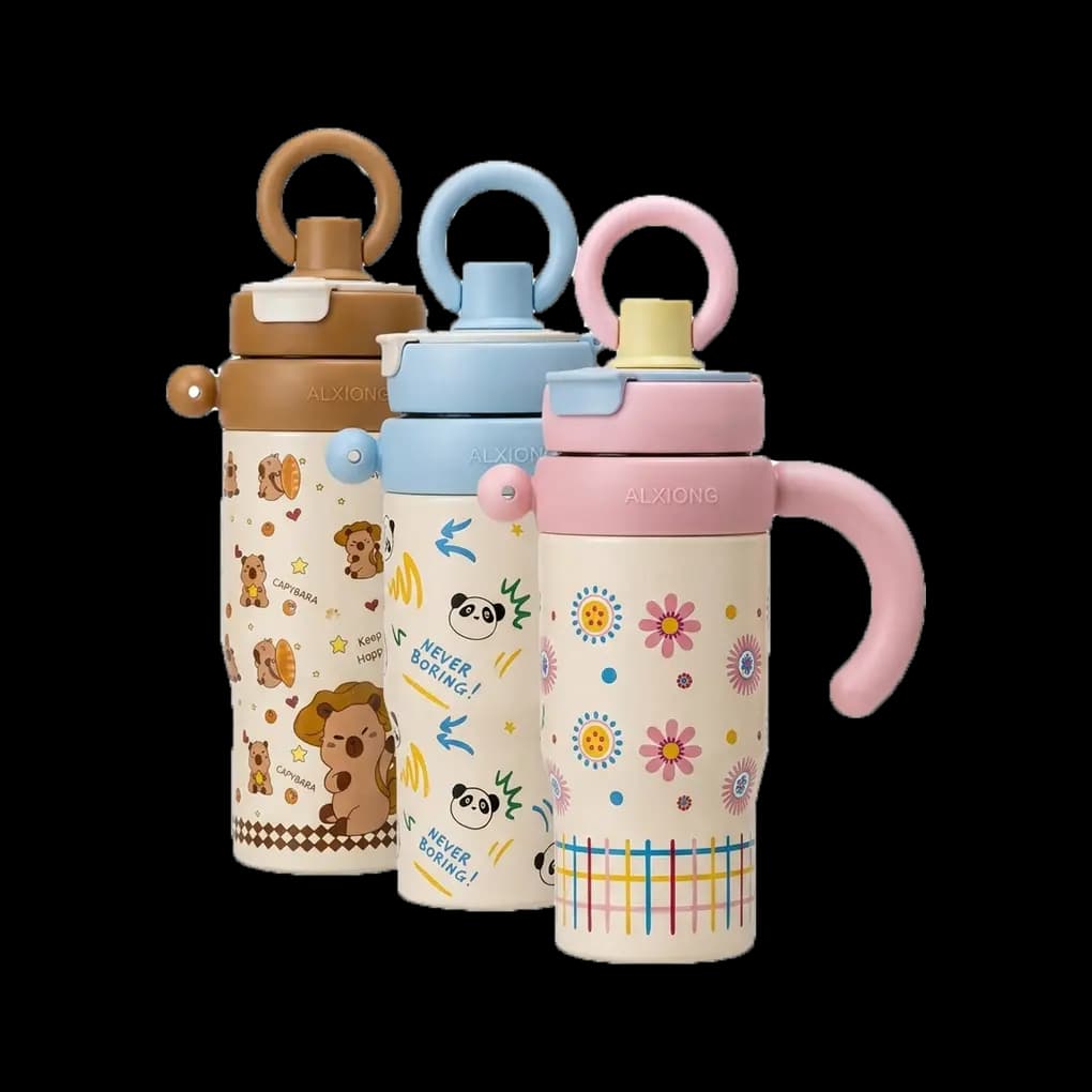 Alxiong Kids Cartoon Water Bottle with Handle