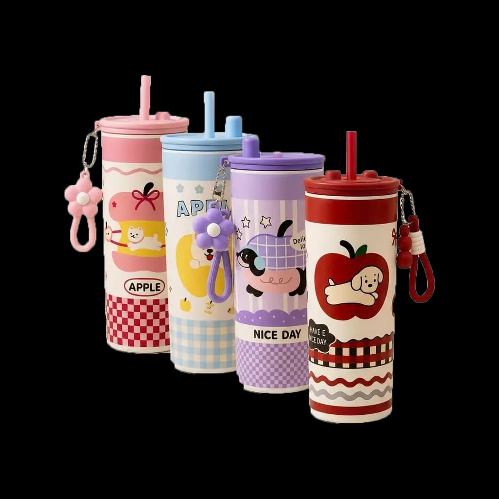 Cute Cartoon Printed Tumbler Cup with Straw