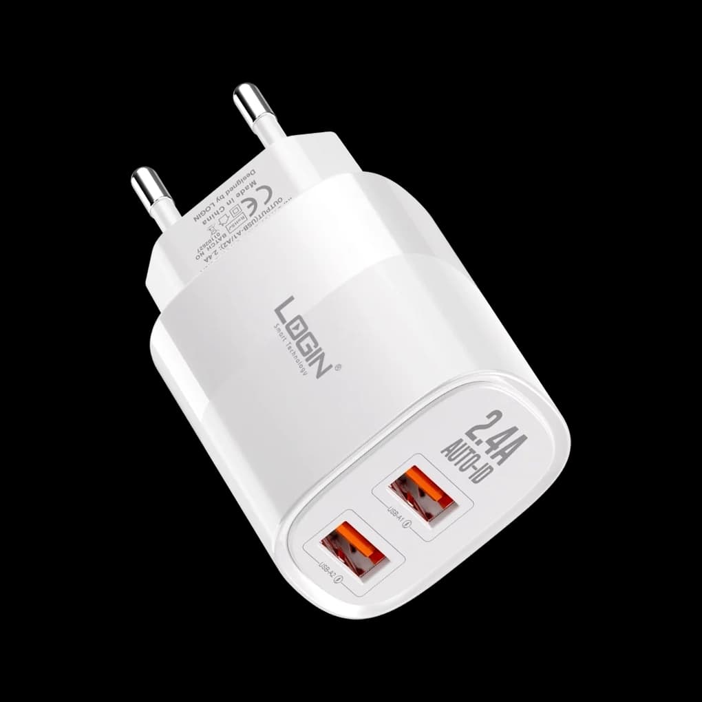 Login - Elvo Charger Android 2.4 Amp with 2 USB Ports & LED Light - L-401