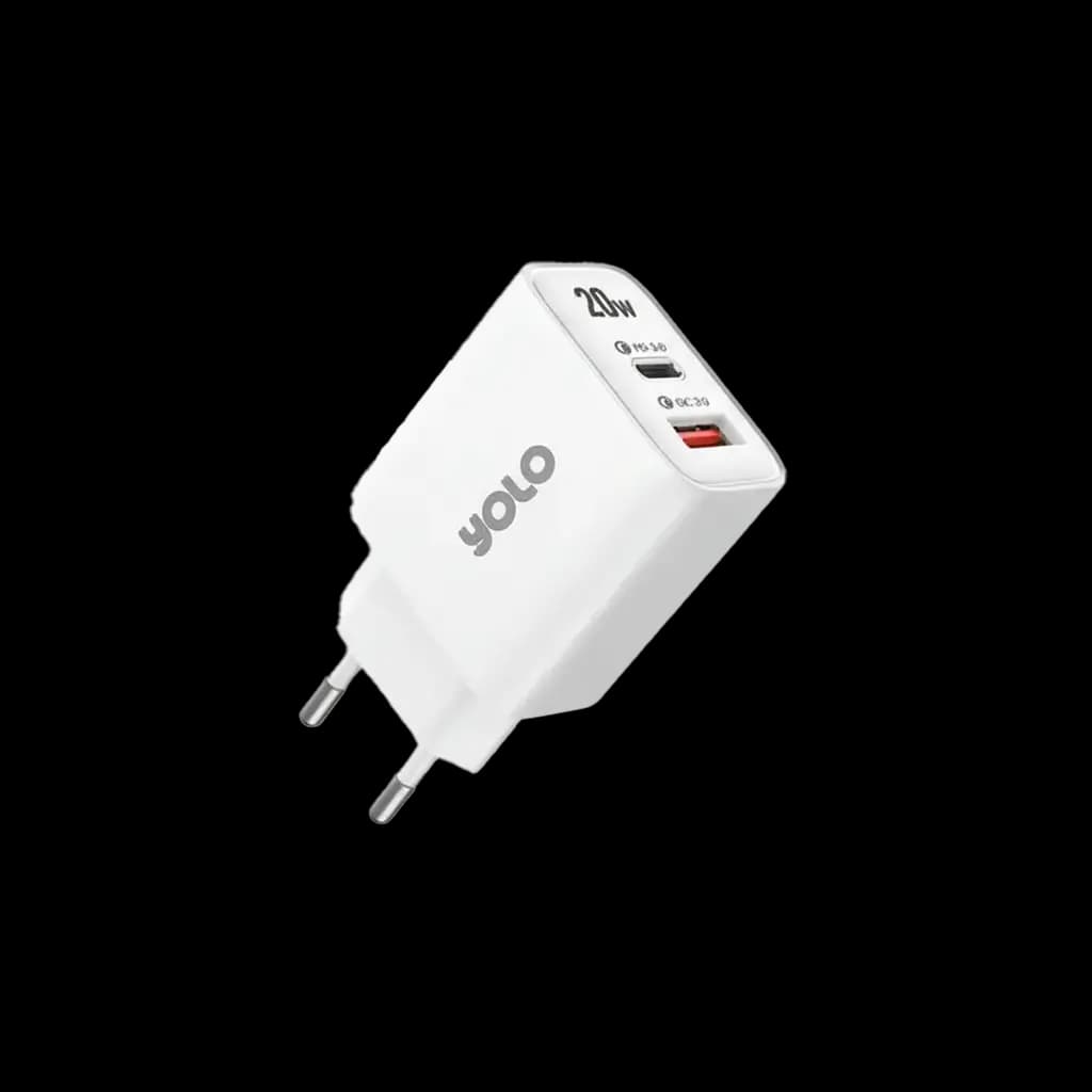 YOLO - Charger Dual Port - USB A to Type-C Type-C to iOS Cable Black/White - Y201i