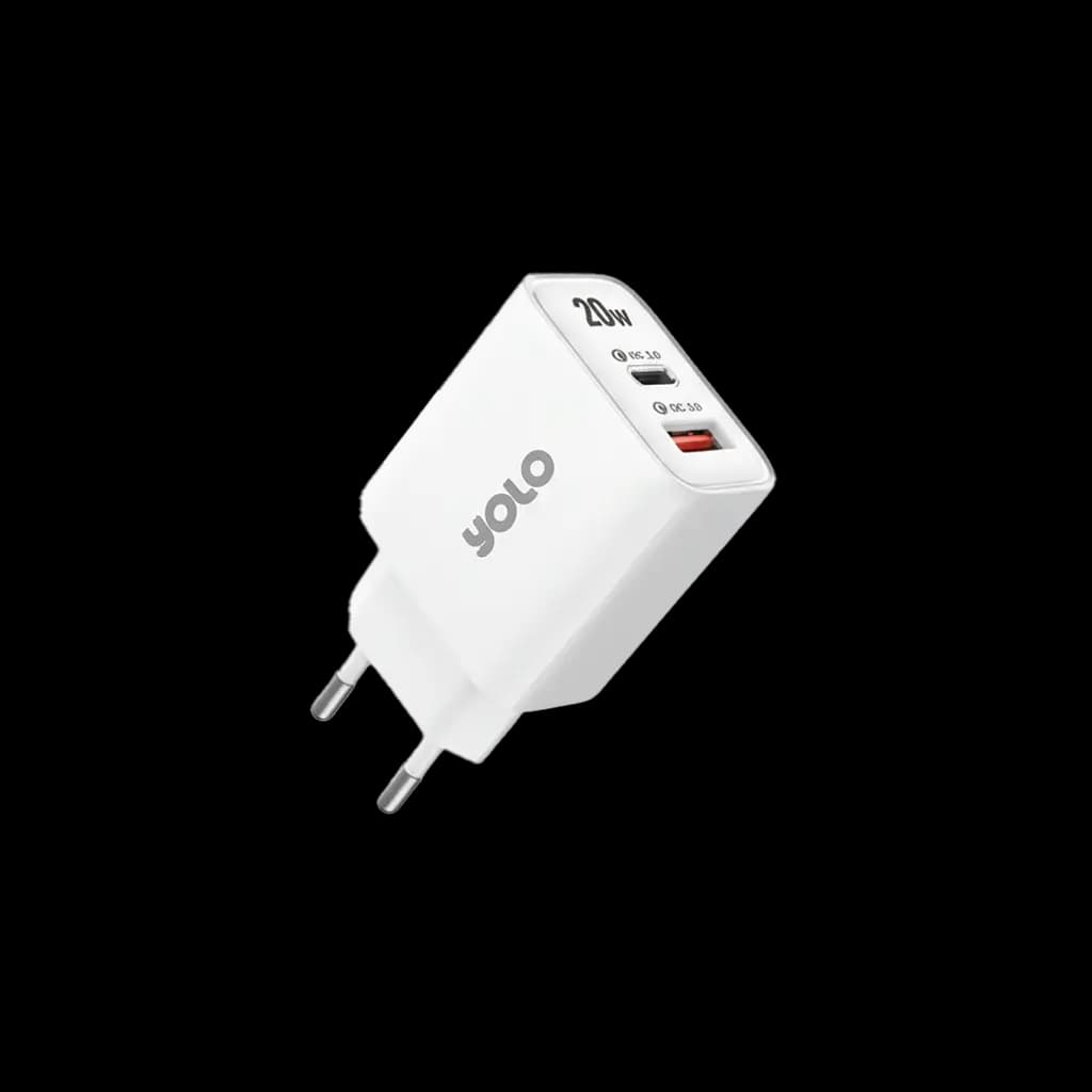 YOLO - Charger Dual Port USB A to Type-C USB To Type-C Cable - Black/White - Y201