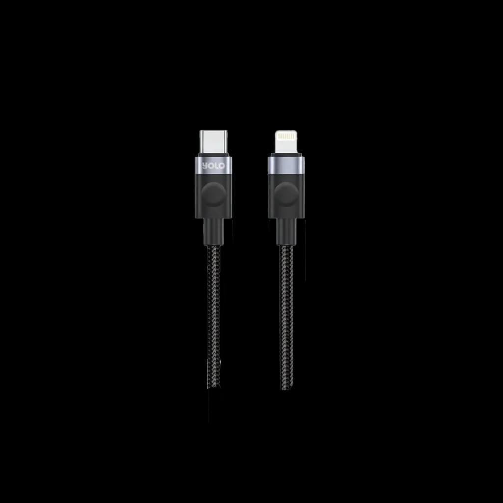 YOLO - Charging Cable Type C to iPhone Fast Charging 1 Meter - Black - Y080