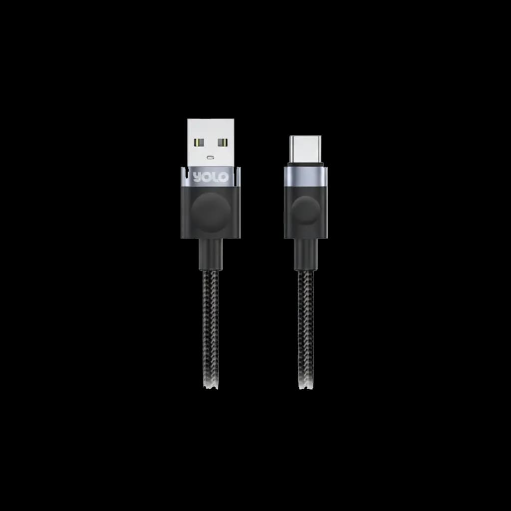 YOLO - Charging Cable USB to Type-C Fast Charging 1 Meter - Black - Y076