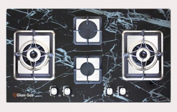 Glam Gas - Built In Hob B435-Ford 4 Burner Glass Big Size, Heatrayz - B435 (SNS)