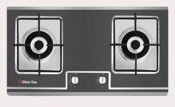 Glam Gas - Built In Hob Food Book E2 2 Burner Steel , Heatrayz - E2 (SNS)