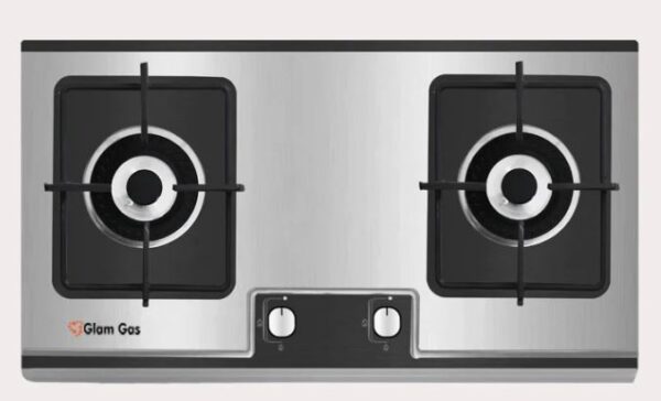 Glam Gas - Built In Hob Food Book F2 2 Burner Steel , Heatrayz - F2 (SNS)